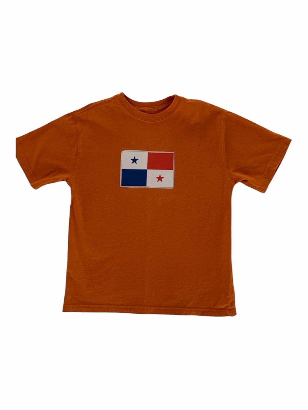 Faded Glory Boys Size M 8 Orange Short Sleeve Panama Flag Custom Design Top